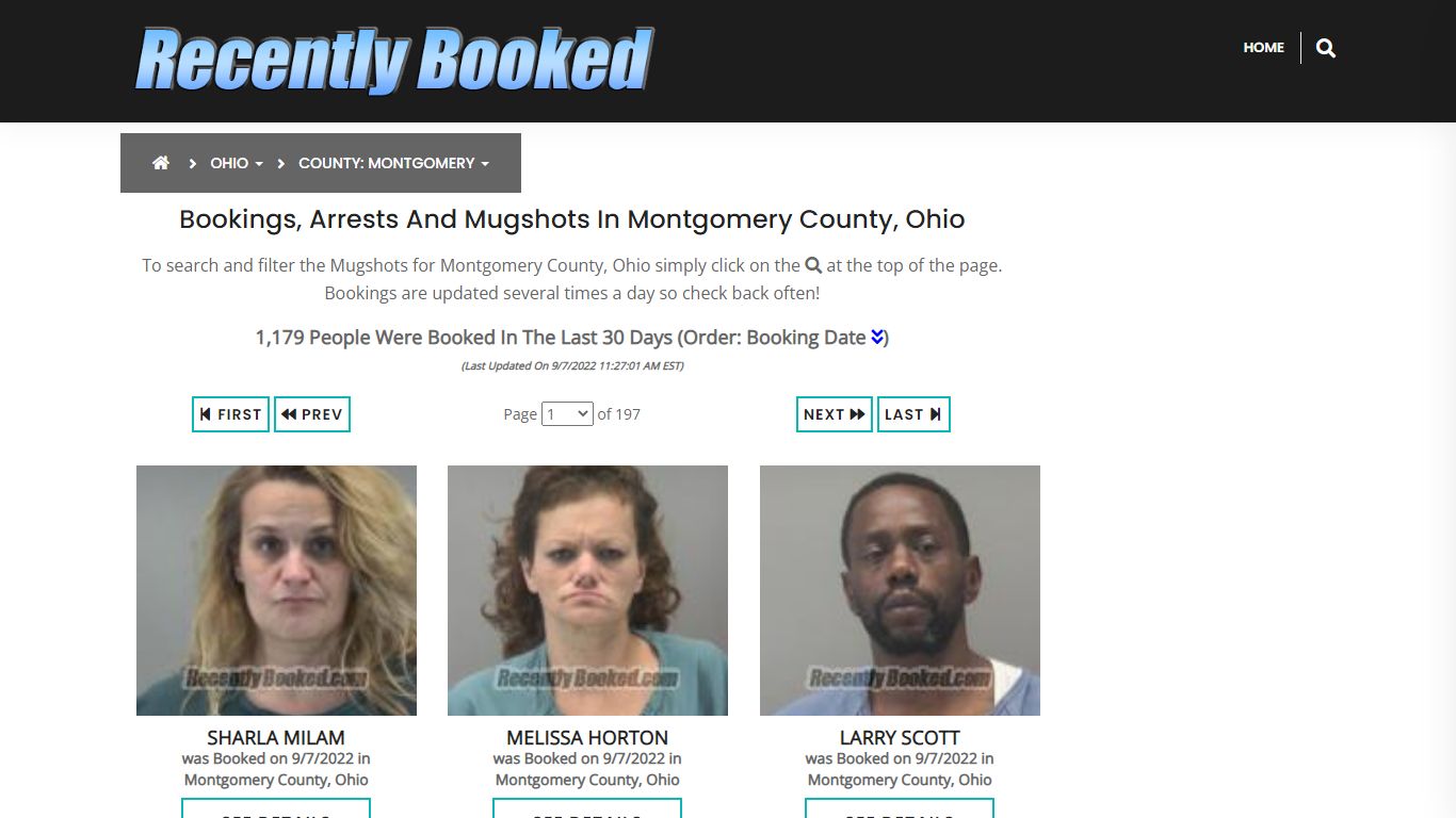 Bookings, Arrests and Mugshots in Montgomery County, Ohio